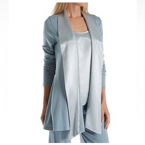 PJ Harlow Jacket Womens Large Shelby Swing Pockets Satin Lounge Cardigan Top USA